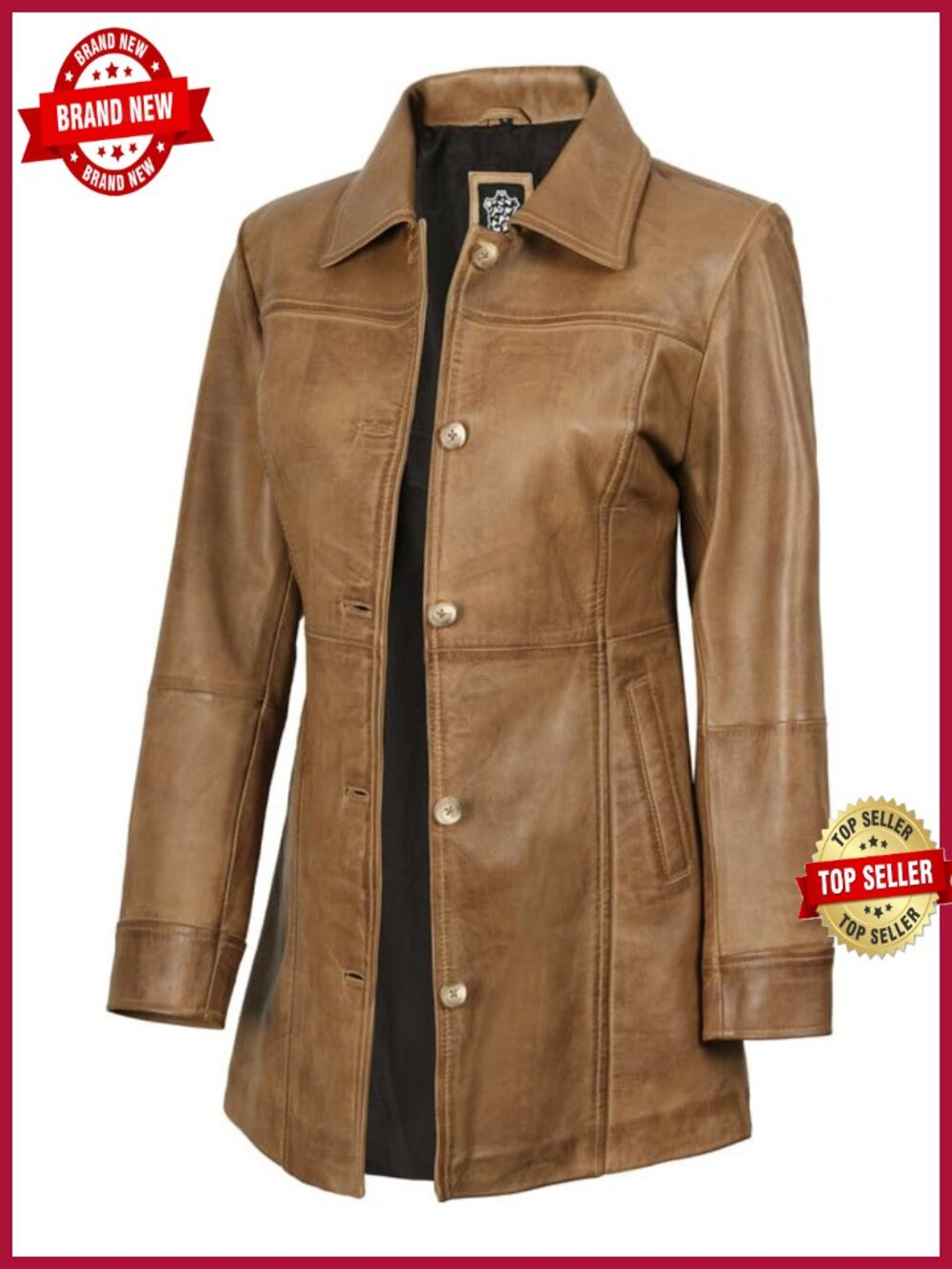Real Lambskin Leather Coat Button Shirt Collar Car Coat Women